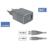 Image de Chargeur secteur USB A + Cable USB C 1.2m Recycle Gris en occasion ou reconditionné