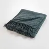 Image de Plaid FrangÃ© En Chenille Polyester Anthracite 150 X 125