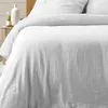 Image de Housse De Couette Double Gaze De Coton Uni Blanc 260x240cm