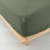 Image de Drap Housse Double Gaze De Coton Vert Kaki 160x200cm