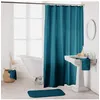 Image de Rideau de douche en polyester uni avec crochets - L 200 x l 180 cm - Bleu pÃ©trole 200 cm