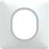 Image de Plaque de finition 1 poste Schneider Electric Ovalis S320702F coloris blanc avec liserÃ© argent chromÃ© l.87 x P.10 x H.87 mm