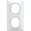 Image de Plaque de finition 2 postes Schneider Electric Ovalis S320724F coloris blanc avec liserÃ© argent chromÃ© l.87 x P.10 x H.158 mm