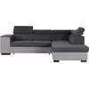 Image de CanapÃ© d'angle droit convertible + coffre 5 places - Tissu gris clair et gris foncÃ© - L 271 x P 220 x H 77 cm - ARMSTRONG