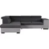 Image de CanapÃ© d'angle gauche convertible + coffre 5 places - Tissu gris clair et gris foncÃ© - L 271 x P 220 x H 77 cm - ARMSTRONG