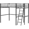 Image de Lit mezzanine avec bureau en mÃ©tal Ã©poxy - Noir - Sommier inclus - 140x190 cm - OXFORD