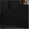 Image de Drap Plat En Coton 57 Fils 260x300 Cm Uni Noir, Par Soleil D'ocre