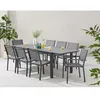 Image de Ensemble Repas De Jardin 6 A 8 Personnes : Table Extensible 180-240 Cm + 2 Fauteuils + 6 Chaises - Gris