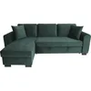 Image de CanapÃ© d'angle convertible HAMILTON 4 places - Tissu velours vert - L 245 x P 140 x H 86 - Coffre de rangement
