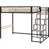 Image de LIT MEZZANINE - 140X190 CM - MÃTAL - NOIR - SOMMIER INCLUS - LEON