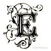 Image de Tampon bois - Alphabet arabesque E - 2,5 x 2,1 cm