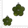 Image de Pendentif fleur émaillée avec strass central Ø 38 mm - Vert
