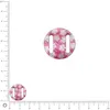 Image de Médaille en nacre - Fleurs blanches sur fond rose - Ø 17 mm