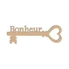 Image de Mot en bois médium - Clé du bonheur - 9 x 3 cm