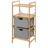 Image de EtagÃ¨re de salle de bain en bambou 2 Tiroirs - H. 96 cm - Gris