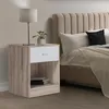Image de Lot De 2 Tables De Chevet Olga Bois FaÃ§on HÃªtre Et Tiroir Blanc