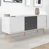 Image de Buffet Effie Scandinave 3 Portes Bois Blanc Et Gris