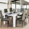 Image de Table A Manger Georgia 6 Personnes Blanche Et Grise 140 Cm