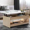 Image de Table Basse Plateau Relevable Soa Bois Imitation HÃªtre Plateau Blanc