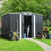 Image de Abri De Jardin 5,3 M² Gris En Acier Galvanisé Avec Base