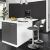 Image de Ilot Central Ivo 120 Cm Blanc Et Gris Avec Plan De Travail