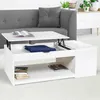 Image de Table basse plateau relevable ELEA avec coffre bois blanc