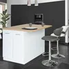 Image de Ilot Central Ivo 120 Cm Blanc Avec Plan De Travail FaÃ§on HÃªtre