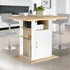 Image de Id Market Ilot central ugo 110 cm bois blanc et imitation hÃªtre avec rangements
