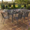 Image de Idmarket Salon De Jardin Madrid Table 150 Cm Et 6 Chaises Empilables