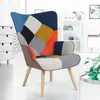 Image de Fauteuil Scandinave Ivar En Tissu Patchwork Multicouleurs Et ImprimÃ© Pied De Poule