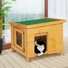 Image de Maison Pour Chat Niche En Bois Avec Porte Basculante Ã Lamelles