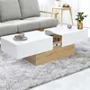 Image de Table basse coulissante MARTA bois imitation hÃªtre et blanc