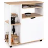 Image de Desserte de cuisine COSI bois blanc et plateaux faÃ§on hÃªtre L.76 CM