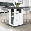 Image de Ilot central UGO 110 cm plateau bois gris et blanc avec rangements