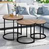 Image de Lot de 3 tables basses gigognes DETROIT rondes 35/40/45 design industriel