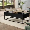 Image de Table basse noire plateau relevable faÃ§on hÃªtre BOSTON design industriel