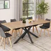 Image de Table à manger extensible rectangle ALIX avec rangement 6-10 personnes bois et noir 160-200 cm