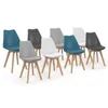 Image de Lot de 8 chaises SARA mix color blanc x2, gris clair x2, gris foncÃ© x2, bleu canard x2