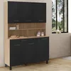 Image de Buffet de cuisine 120 CM CINA meuble 6 portes noir mat et structure faÃ§on hÃªtre + tiroir