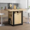Image de Ilot central PHOENIX 110 cm bois et noir avec rangements