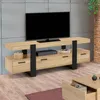 Image de Meuble tv 140 cm phoenix avec tiroirs bois et noir