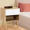 Image de Lot De 2 Tables De Chevet Emmie 1 Tiroir Scandinaves Hêtre Et Blanc