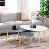 Image de Lot De 3 Tables Basses Gigognes Gaia LaquÃ©es Blanc Gris Scandinave