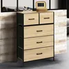 Image de Chiffonnier 5 Tiroirs En Tissu Utah 60 Cm Commode Semainier Design Industriel