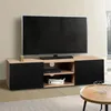 Image de Meuble tv 113 cm eli bois faÃ§on hÃªtre portes noires