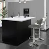 Image de Ilot central IVO 120 cm bois noir avec plan de travail effet marbre ALASKA