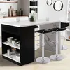 Image de Ilot central mange-debout 4 personnes VITO 130 cm noir et plateau effet marbre ALASKA