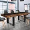 Image de Table Ã  manger extensible rectangle PHOENIX 6-10 personnes bois effet vieilli et noir bande centrale noire 160-200 cm