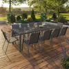 Image de Salon De Jardin Madrid Table 240 Cm Et 10 Chaises Empilables Gris Anthracite