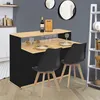 Image de Meuble de bar extensible en table Ã  manger 2 personnes VITO noir et plateau bois